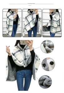 Poncho couverture en flanelle douce et confortable à porter pour adultes, femmes, couvertures sans manches avec boutons, couverture de sieste de bureau - Product Image 3
