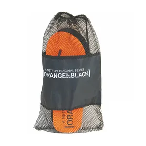 black drawstring nylon mesh bag