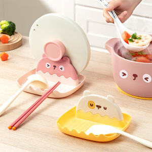 Support de couvercle de pot en plastique sans BPA, épaissi, antidérapant, multifonctionnel, repose-spatule portable, style dessin animé, pour comptoir de <span class=keywords><strong>cuisine</strong></span> domestique - Product Image 2