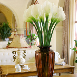 Artificial Calla Lily Boda nupcial ramo látex cabeza toque Real - Product Image 6