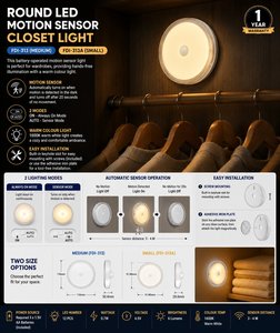Interrupteur à détecteur de mouvement à piles 4,5 V de style moderne, 12 LED, 6 lumens, lumière de placard blanc chaud, abat-jour en PC pour armoires de cuisine - Product Image 2