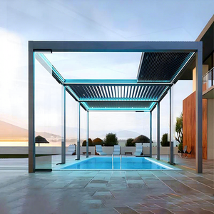 Pergola à lames orientables haute résistance au vent pour bar sur toit, structure en aluminium robuste, gazebo pour immeuble de grande hauteur, jardinage commercial et aménagement de cour. - Product Image 4