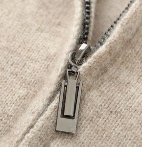 Áo len dệt kim thiết kế logo tùy chỉnh, áo cardigan len cashmere cổ cao mùa đông nam, áo khoác len dệt kim có khóa kéo nam - Product Image 3