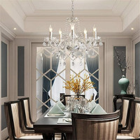 Lustre LED Nordique de Luxe en Acrylique Transparent, 5 Lumières, Lampe Suspendue Type Bougie pour Salon, Salle à Manger, Chambre, Salle de Mariage, Hôtel