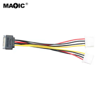 Cable adaptador de corriente SATA de 15 Pines, Cable adaptador hembra IDE HDD de 4 pines macho a Dual Molex, 20cm