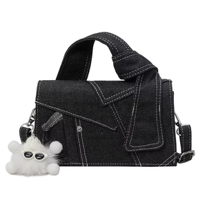 Women's Designer Denim One-Shoulder Crossbody Phone Bag Simple Summer Trendy Splicing Small <b>Square</b> Handbag Ladies Tanjing - Product Image 3