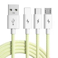 Macaron 120W 3-en-1 Cable DE DATOS DE TELÉFONO MÓVIL trenzado Carga súper rápida para Android Type-C Car iPhone para Huawei Vivo Printer