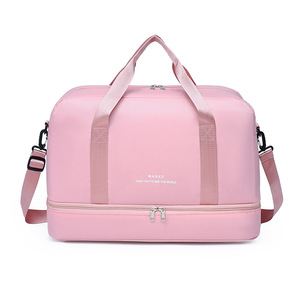 Minimal Solid Color Letter Print Short Business Trip Bag Wide Reinforced Handle Detachable Adjustable Shoulder Strap Sports - Product Image 3