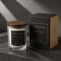 Porte-bougie en verre transparent rond de luxe de 100 ml avec couvercle et boîte cadeau, logo personnalisé, prix d'usine