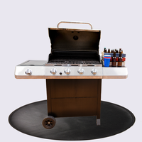 Pont de haute qualité Protection ignifuge cuisson BBQ Camping utilisation braises rond noir enduit silicone foyer tapis