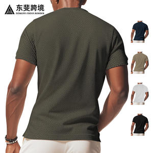 T-shirt respirant à manches courtes pour hommes, coupe ajustée, mélange de coton léger, vêtements décontractés pour un usage quotidien, taille M L XL - Product Image 4