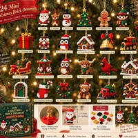 Calendrier de l'Avent en Briques de Plastique Miniatures de Noël à Construire, 24 Jours, avec Formes d'Arbre et de Bonhomme de Neige pour Adultes