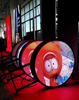 Panneau d'affichage de magasin circulaire extérieur Panneau d'affichage numérique double face P4.28 rond Logo de marque LED