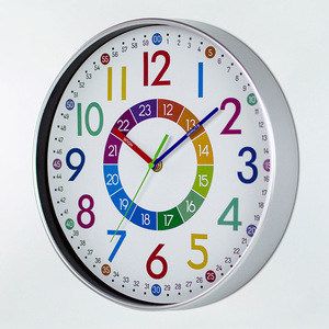 12 inch sáng tạo phim hoạt hình kỹ thuật số Đồng hồ treo tường khung bạc đầy màu sắc nhựa đồng hồ học tập phòng trẻ em bán nóng sống - Product Image 5