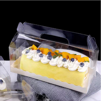 Boîte à gâteau roulé suisse en plastique transparent portable en gros avec poignée