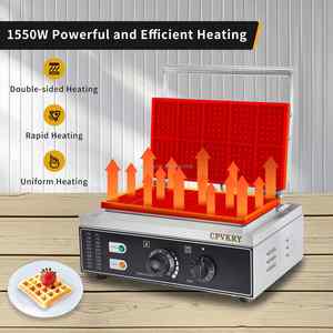 <span class=keywords><strong>Gaufrier</strong></span> Rectangle en acier inoxydable commercial 10 pièces <span class=keywords><strong>gaufrier</strong></span> belge industriel antiadhésif 110/220V temps de température collation - Product Image 2