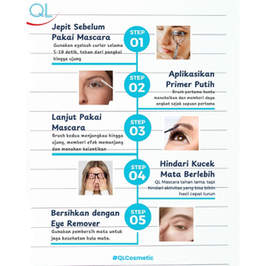 QL Eye Catching 2 Step <b>Mascara</b> Curly in rich black, a halal-certified, chemical cream formula that delivers stunning - Product Image 3