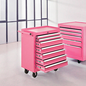 Armoire à outils roulante rose à 7 tiroirs, verrouillable, chariot de rangement pour garage et atelier - Product Image 3