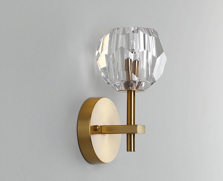 Brief North european modern golden Hexagonal crystal glass shade wall sticker lamps G9 led stainless steel wall lamp sconce