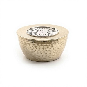 Chauffe-théière Dallah en aluminium couleur or, qualité supérieure, taille personnalisée, forme ronde, en gros - Product Image 1