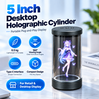 Cylindre holographique 3D de 5 pouces, mini tube d'affichage holographique pour comptoir de vente au détail et table d'exposition