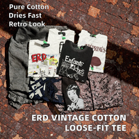 ERD Melancholy - Conjunto de punto de algodón puro, transpirable y de secado rápido, estilo retro americano vintage, de corte holgado, para parejas
