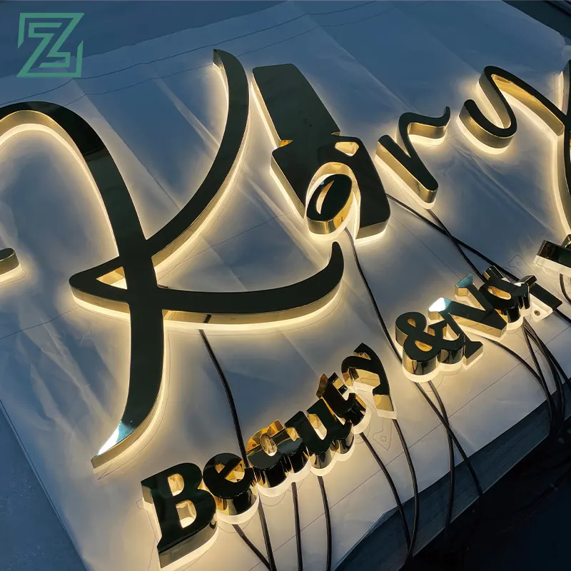 Segno principale del salone di capelli illumina i segni del logo del metallo per la lettera di canale della parete del salone di bellezza
