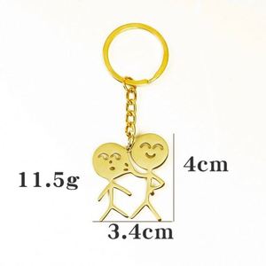 Divertido y parodista colgante para bolso de personaje de dibujos animados, llavero de acero inoxidable al por mayor con diseño de pareja de caras que se pellizcan y mecha de cerillas - Product Image 3