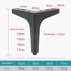 Pés de apoio para tripé reforçado com prata dourada 17 cm, pés reforçados para móveis, antiderrapantes e retos