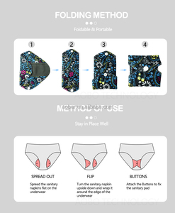 Super Absorbent &amp; Leak-Proof <strong>Period</strong> Care with Printed Washable Design - Reusable Bamboo Charcoal Sanitary <strong>Pads</strong> for Maternity - Product Image 5