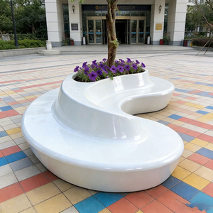 Banc de lecture extérieur créatif en fibre de verre, modulaire, avec jardinière intégrée, artistique, pour espace d'étude - Product Image 3
