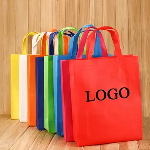 Sacos para compras ecológicas, sacos estampados de cores personalizados, não tecido, impressão de seda, saco eco