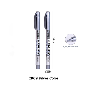 Metallic Marker Pen Waterdichte Permanente Acryl Goud Zilver Kleur Pen Terug Naar School Benodigdheden Markeerstift Marker Diy Painting - Product Image 4