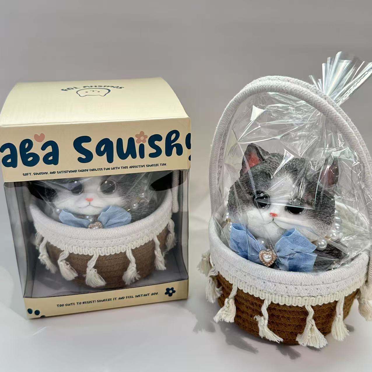 20724-สควิชชี่รูปวัวแมว (สีดำและขาวสองสี)