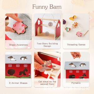 Juguetes Creativos 2 en 1 2025, Bloques de Equilibrio de Animales de Granja, Granja de Madera Portátil para Niños con Figuras de Animales - Product Image 3