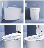 Kloset Pintar Mewah Satu Bagian dengan Saluran Pembuangan S-trap, Remote, Sensor, Pembilasan Otomatis Gravitasi, dan Pemanas Dudukan Kloset