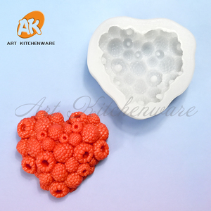 Moule en silicone 3D en forme de cœur de framboise AK pour bougies en résine, moule à gâteau mousse, décoration de gâteaux, moule à chocolat, béton, décorations DIY, époxy, bonbons - Product Image 5
