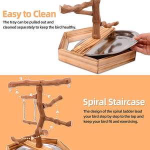 LIMIO Natural Grape Wood Cute <strong>Bird</strong> Parakeet Playground &amp; Perch Stand for Parakeets Cockatiels &amp; Small <strong>Birds</strong> - Product Image 4