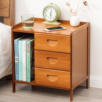 Table de Chevet en Bambou avec Rangement, Vente Directe Usine, Meuble de Chambre Miniature Style Nordique Européen Moderne, Table d'Appoint de Rangement