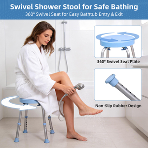 Medical 360 °   Silla de Ducha Giratoria para Personas <span class=keywords><strong>Mayores</strong></span> y con Discapacidad, Taburete Giratorio Antideslizante con Altura Ajustable para Cuidado <span class=keywords><strong>en</strong></span> el Hogar - Product Image 1