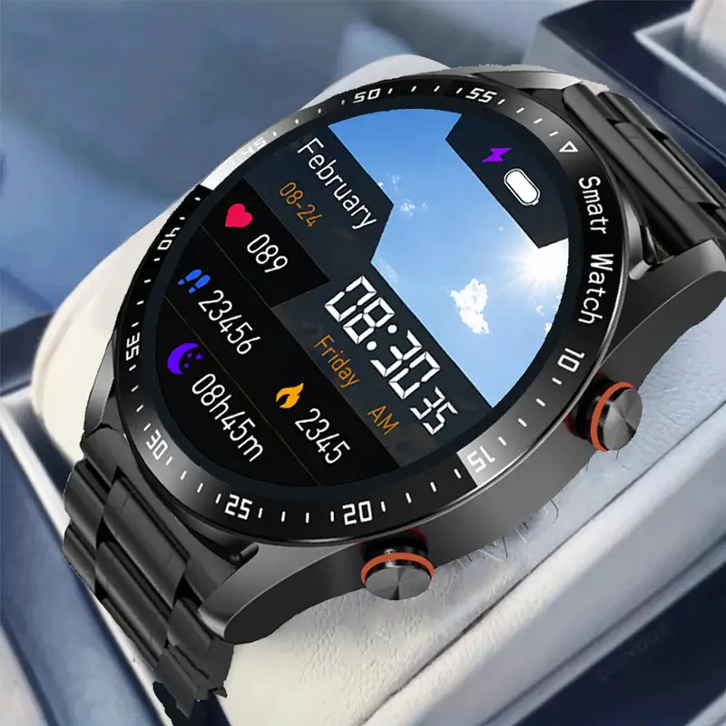 Smartwatch esportivo Full Touch para homens, alta qualidade, ECG + PPG, rastreador de saúde à prova d'água, chamada BT, com câmera para dormir, Android IOS