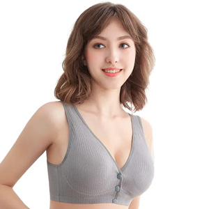 Женский беспроводной бюстгальтер для кормления с пуговицами спереди, хлопковый бюстгальтер для беременных, удобный бюстгальтер для кормления - Product Image 1