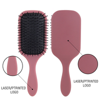 Brosse à cheveux démêlante avec Logo personnalisé, brosse à cheveux en Nylon, poils de sanglier épais, humide et sec