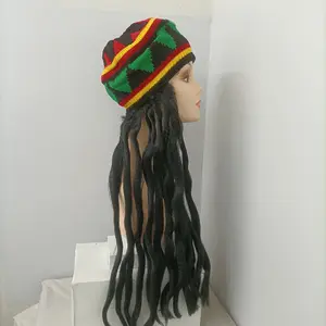 Grosir 36 inci Rasta Dreadlock Wig pria jalinan Rasta topi pesta Cosplay Wig untuk pria pesta karnaval topi kepang palsu