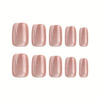 24 faux ongles courts en acrylique œil de chat français, minimalistes, à presser, romantiques, en acrylique, pour un art des ongles, 3091