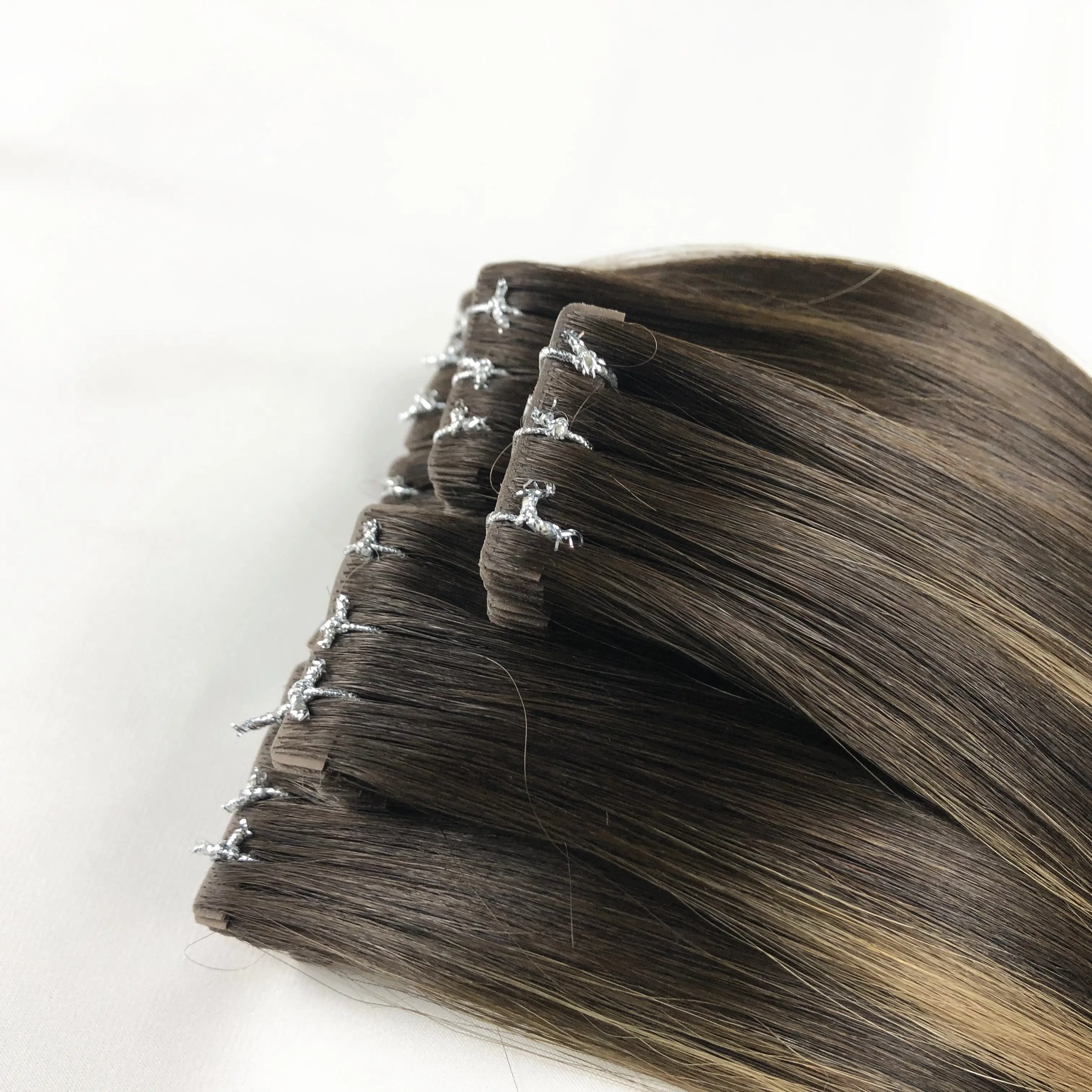 Avrupa saç bandı saç yüksek kaliteli tüm renkler 12 inç-30 inç enjeksiyon 33 adet bant saç ekleme