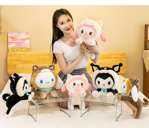 Factory Direct Sale 35cm <b>Large</b> Children's Plush Rabbit Toy for Kuromi Melody Sanri Doll <b>Pillow</b> Filled with PP Cotton - Product Image 5