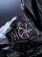 Montre Sportive NS Never Stop N930 avec Cadran Rotatif Effet Jante de Voiture, Étanche, pour Homme, Montre-Bracelet à Quartz + Boîte d'Emballage