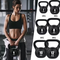 Poids de gymnastique russes en gros coque en plastique 10kg ensemble kettlebell de ciment de sable noir
