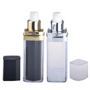 30Ml Lege Airless Pomp Vierkante Body Spray Fles Biologisch Afbreekbaar Fles Cosmetica Vierkante Acryl Fles Met Doorzichtige Deksel